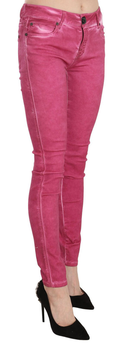 Pantalones pitillo de cintura media rosa chic