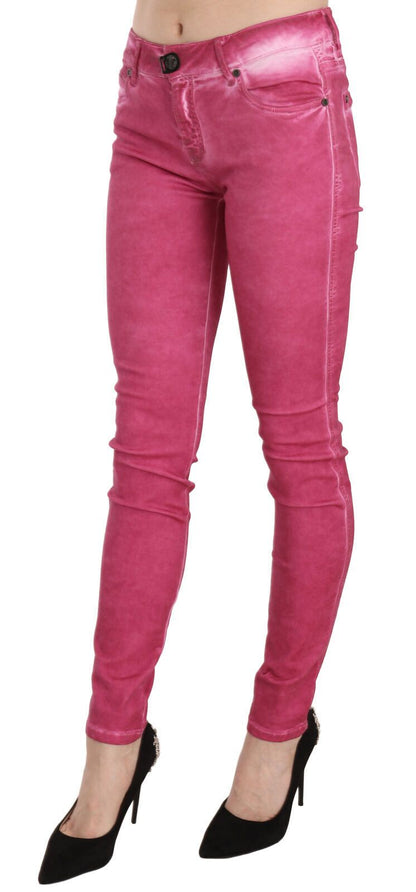 Pantalones pitillo de cintura media rosa chic