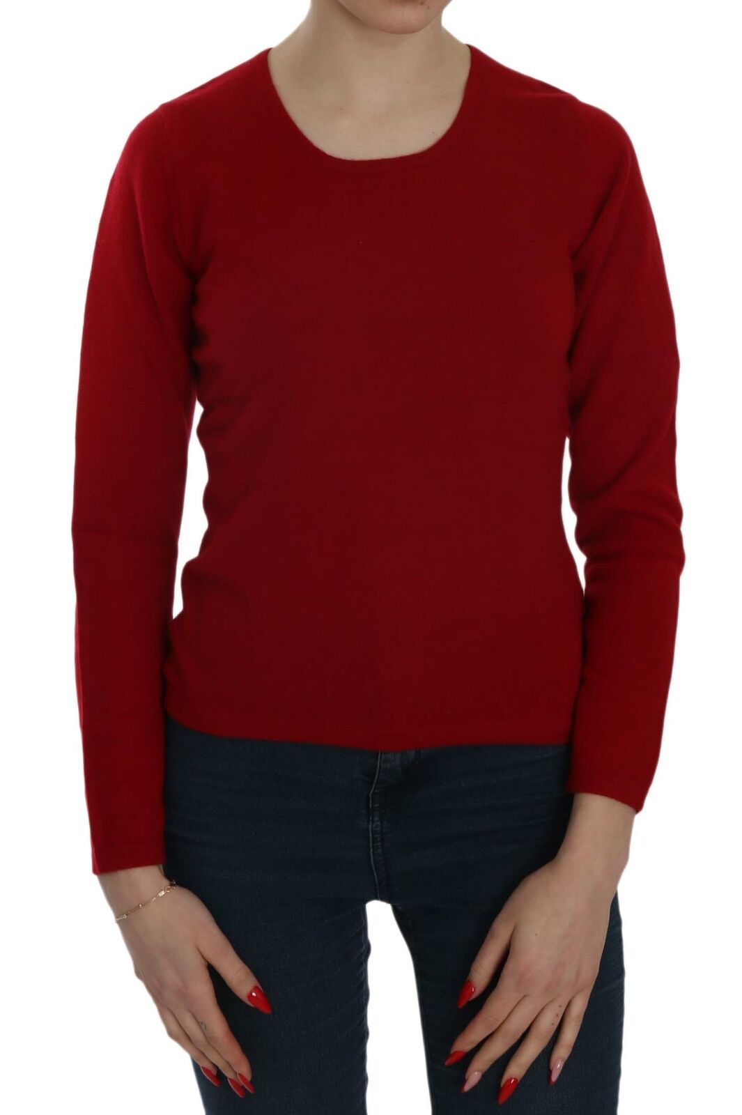 Elegant Red Cashmere Pullover Blouse