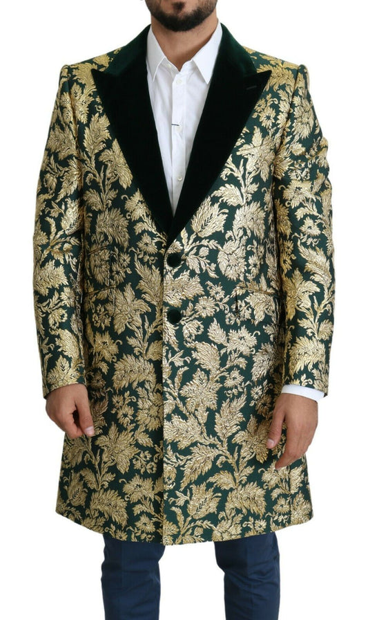 Elegante chaqueta Sicilia de jacquard verde dorado