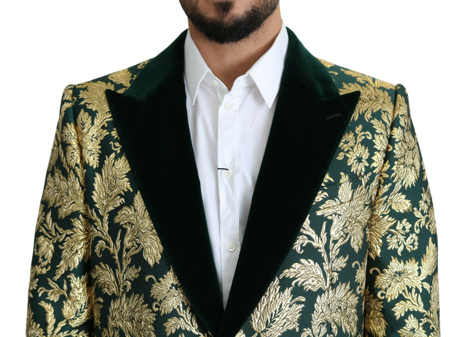 Elegante chaqueta Sicilia de jacquard verde dorado