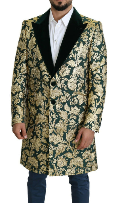 Elegante chaqueta Sicilia de jacquard verde dorado