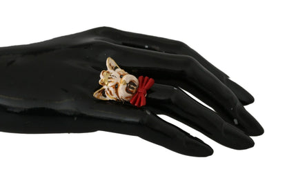 Elegante op honden geïnspireerde goudkleurige ring