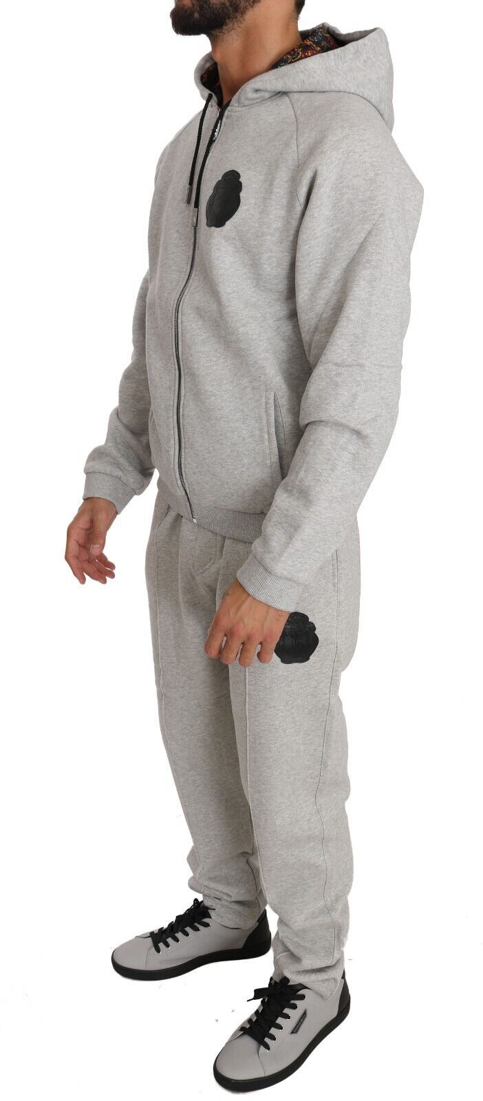 Elegant Gray Italian Cotton Sweatsuit