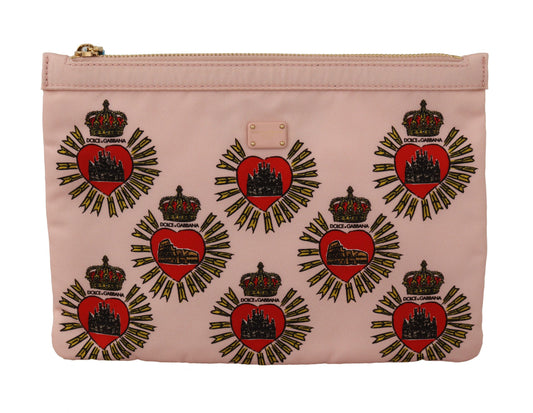 Elegante cartera de mano con forma de corazón rosa