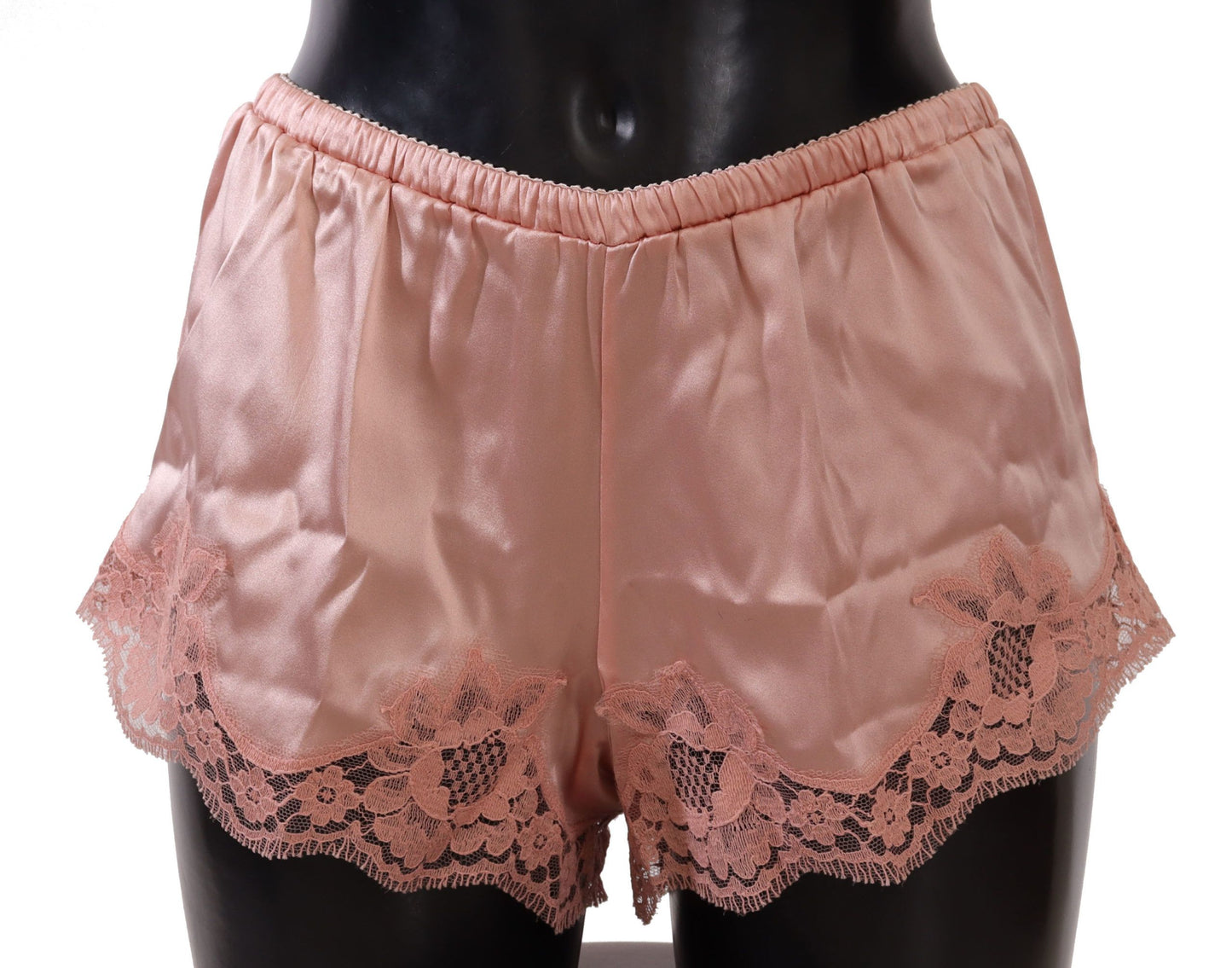 Elegante poederroze zijden kanten lingerieshort