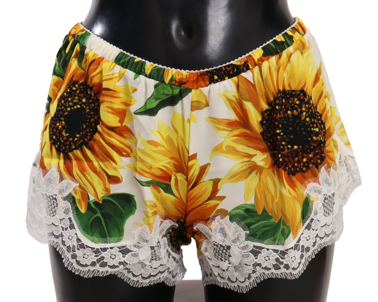 Shorts de lencería con encaje de girasol - Mezcla de seda