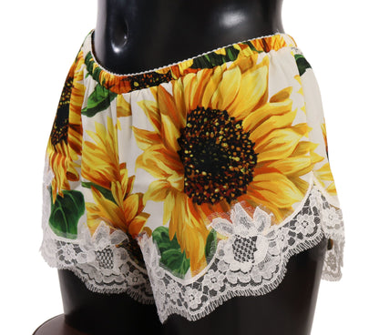 Shorts de lencería con encaje de girasol - Mezcla de seda