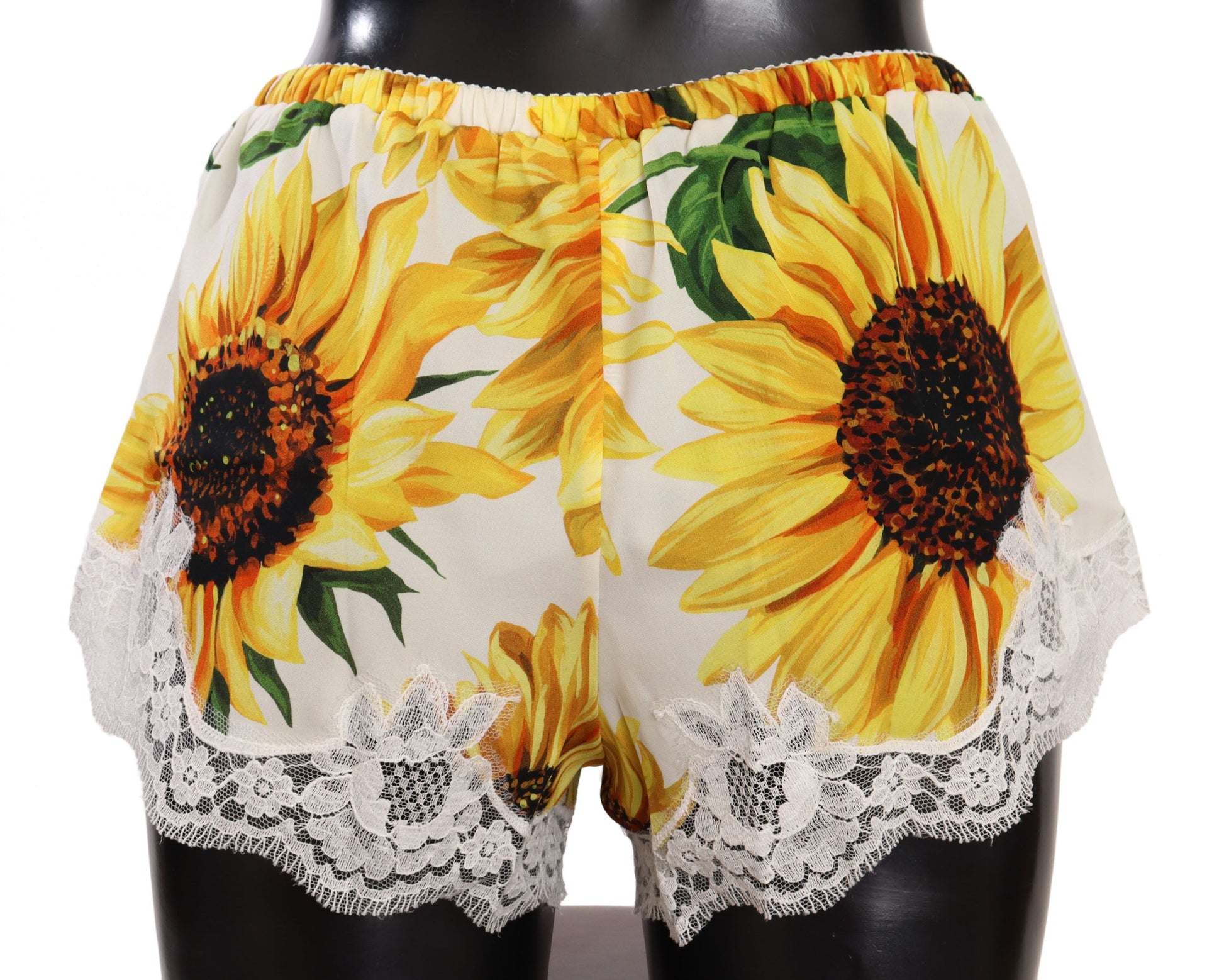 Shorts de lencería con encaje de girasol - Mezcla de seda