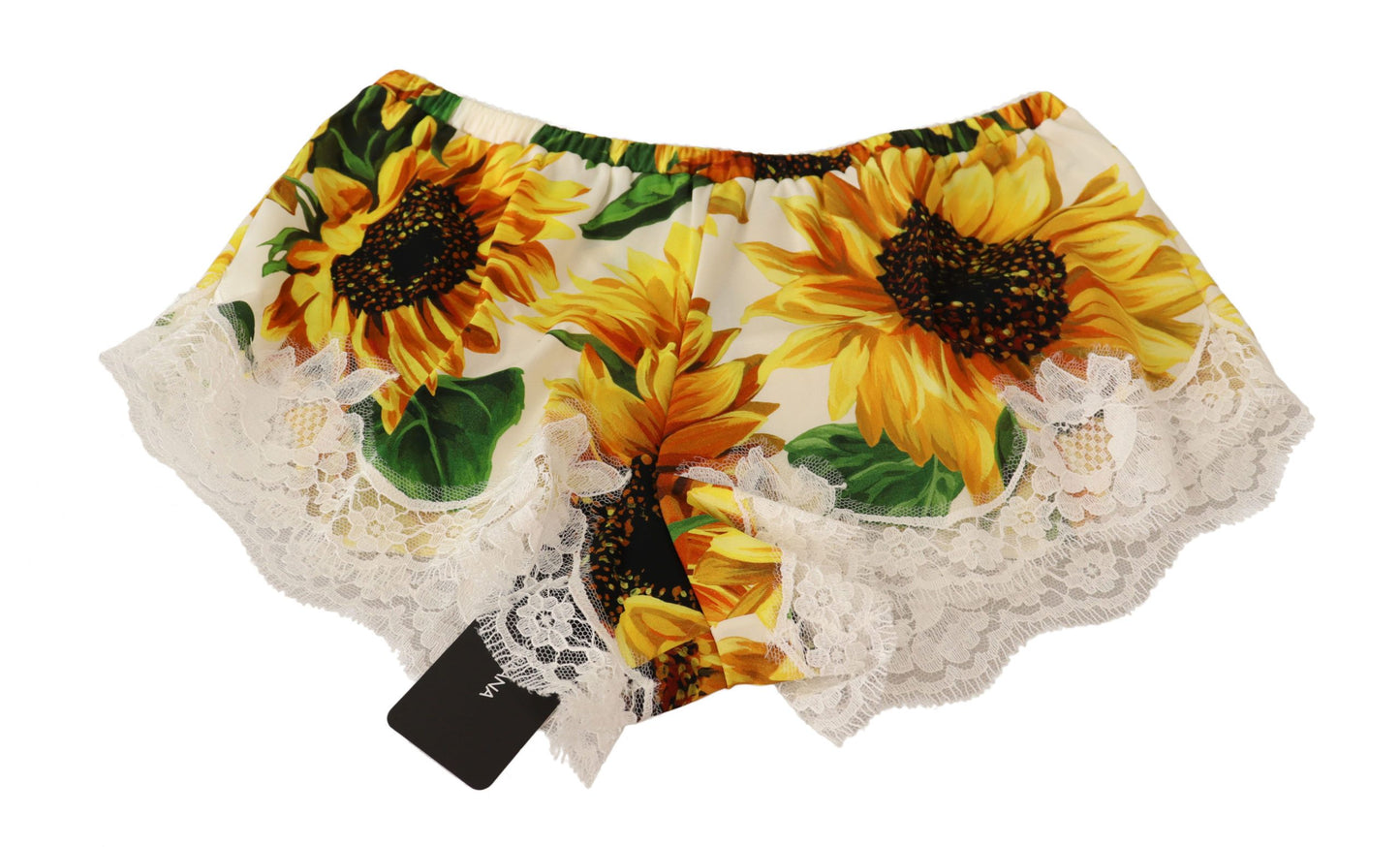 Shorts de lencería con encaje de girasol - Mezcla de seda