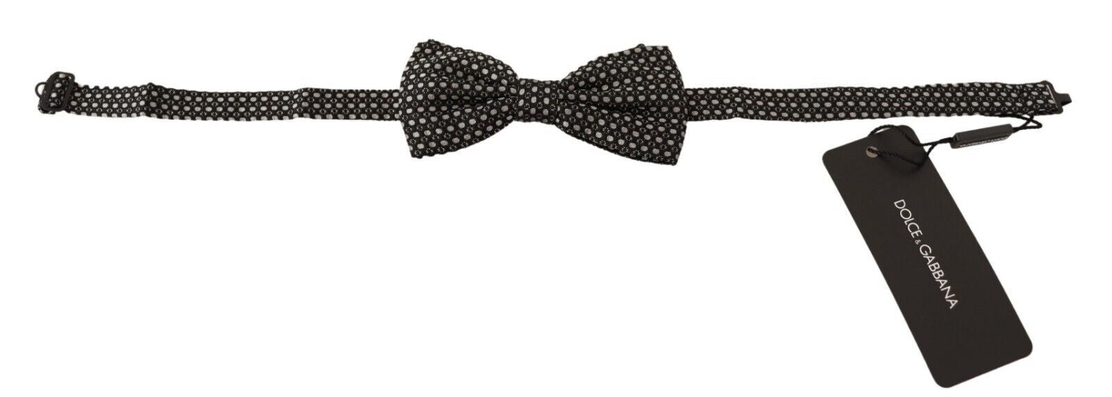 Elegant Silk Black Bow Tie with Metal Clasp Detail