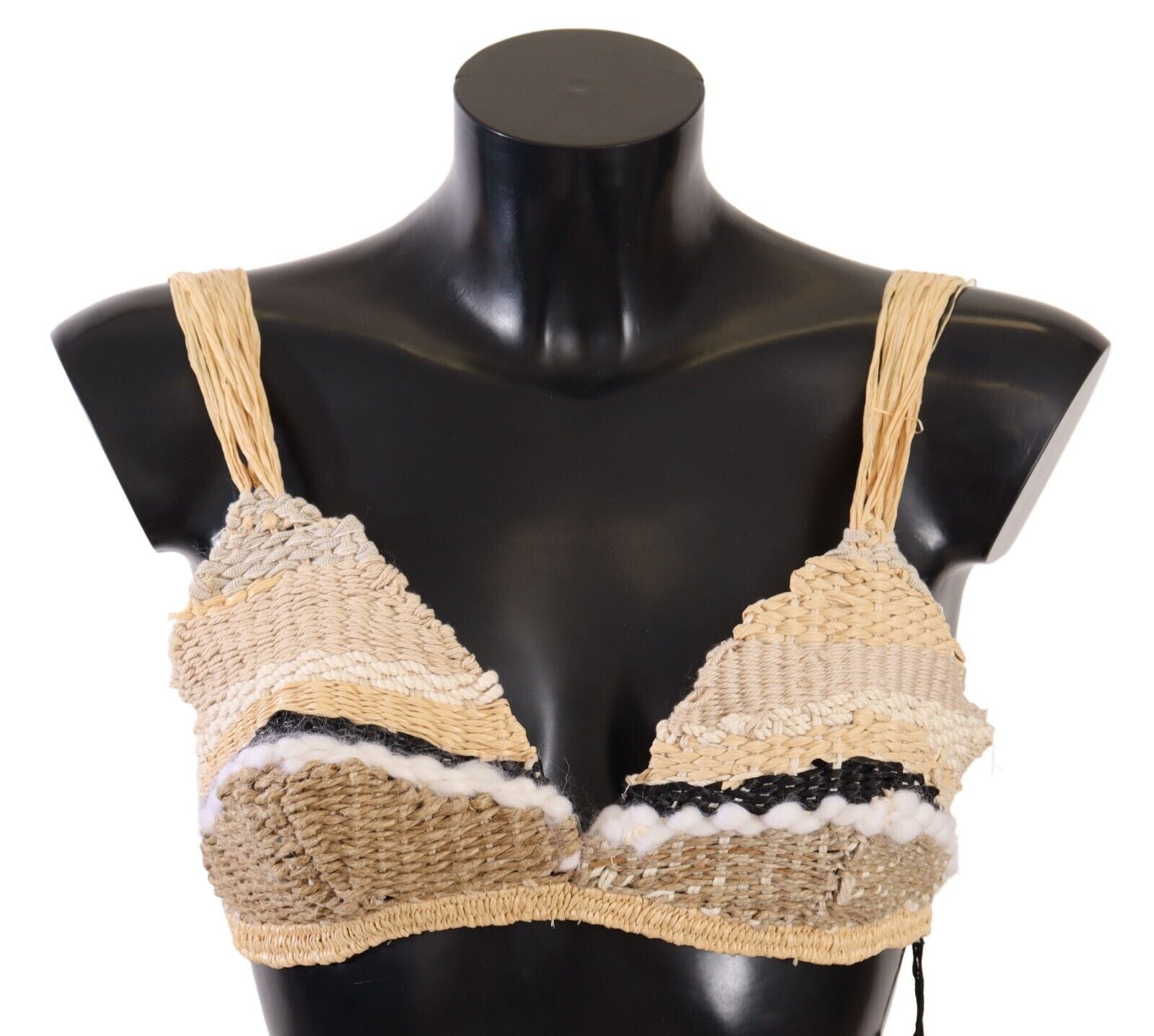 Top corto de crochet beige elegante