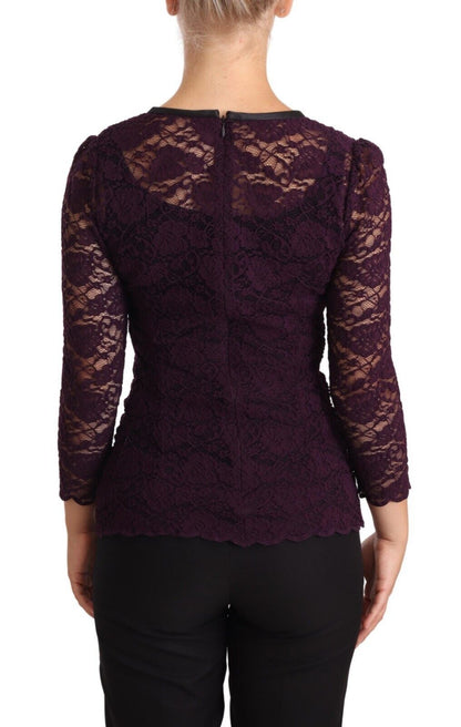 Elegante blouse van transparant kant met lange mouwen