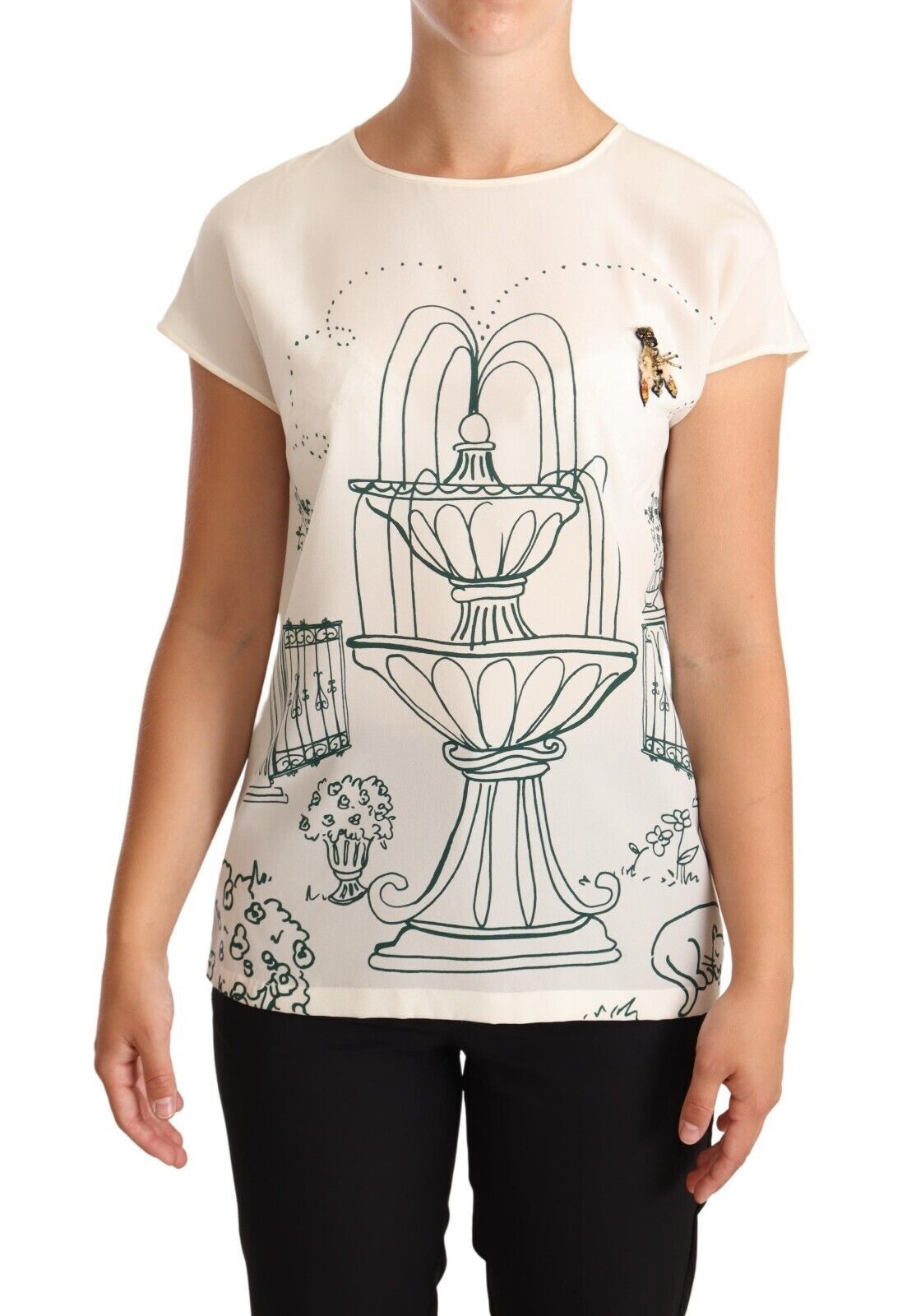 Elegant zijde botanische tuin fontein T-shirt