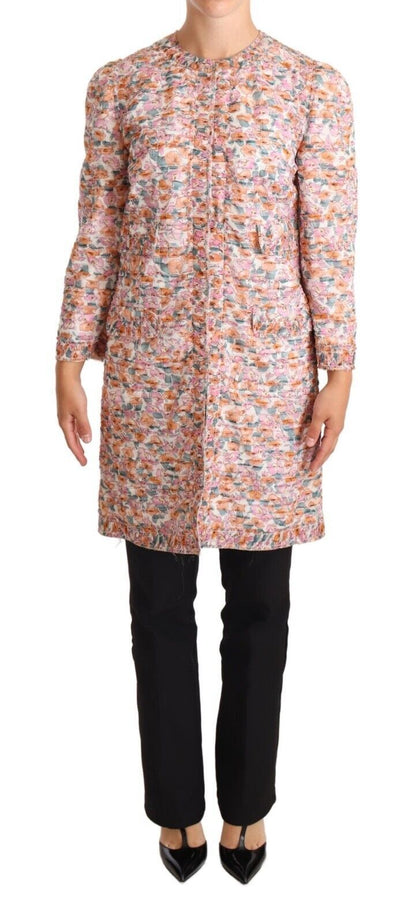 Elegante bloemenzijden trenchcoat