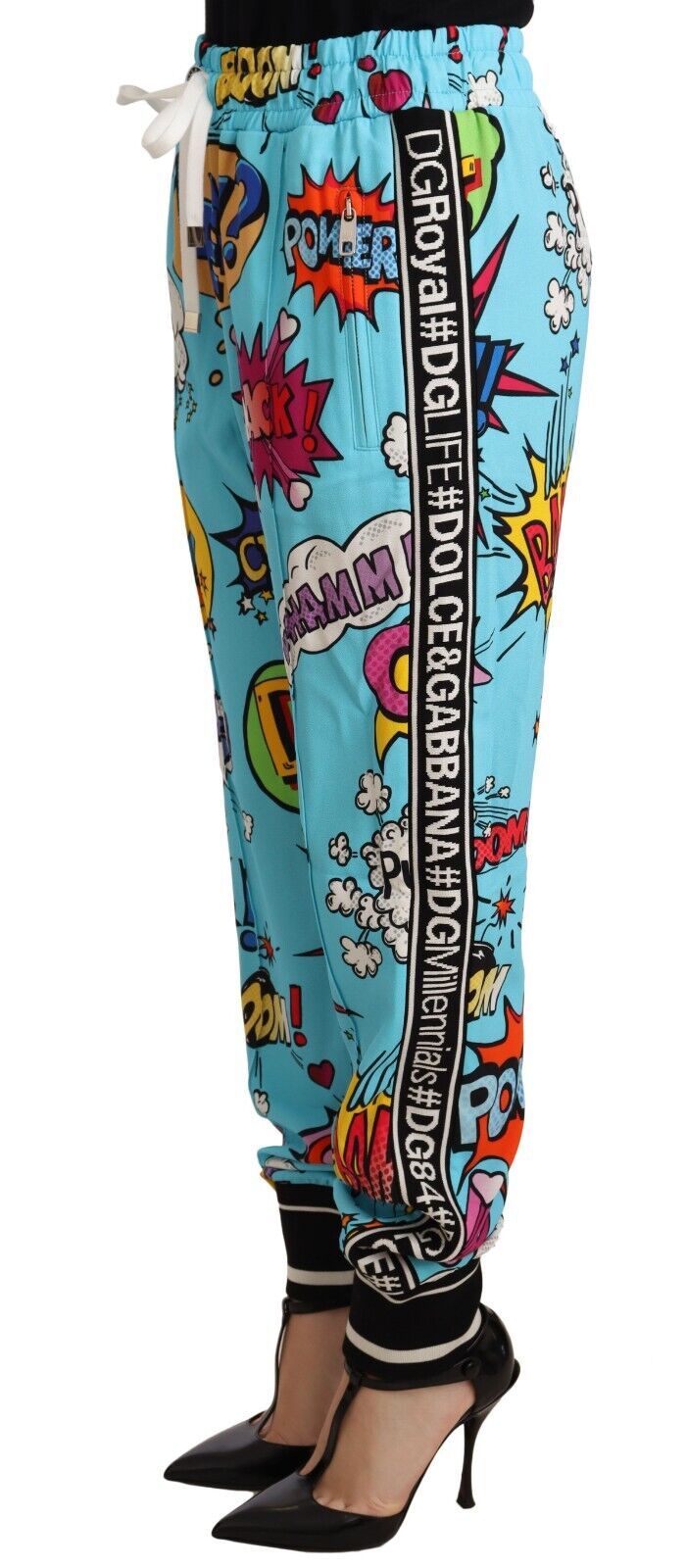 Pantalones jogger de punto con estampado de dibujos animados elegantes