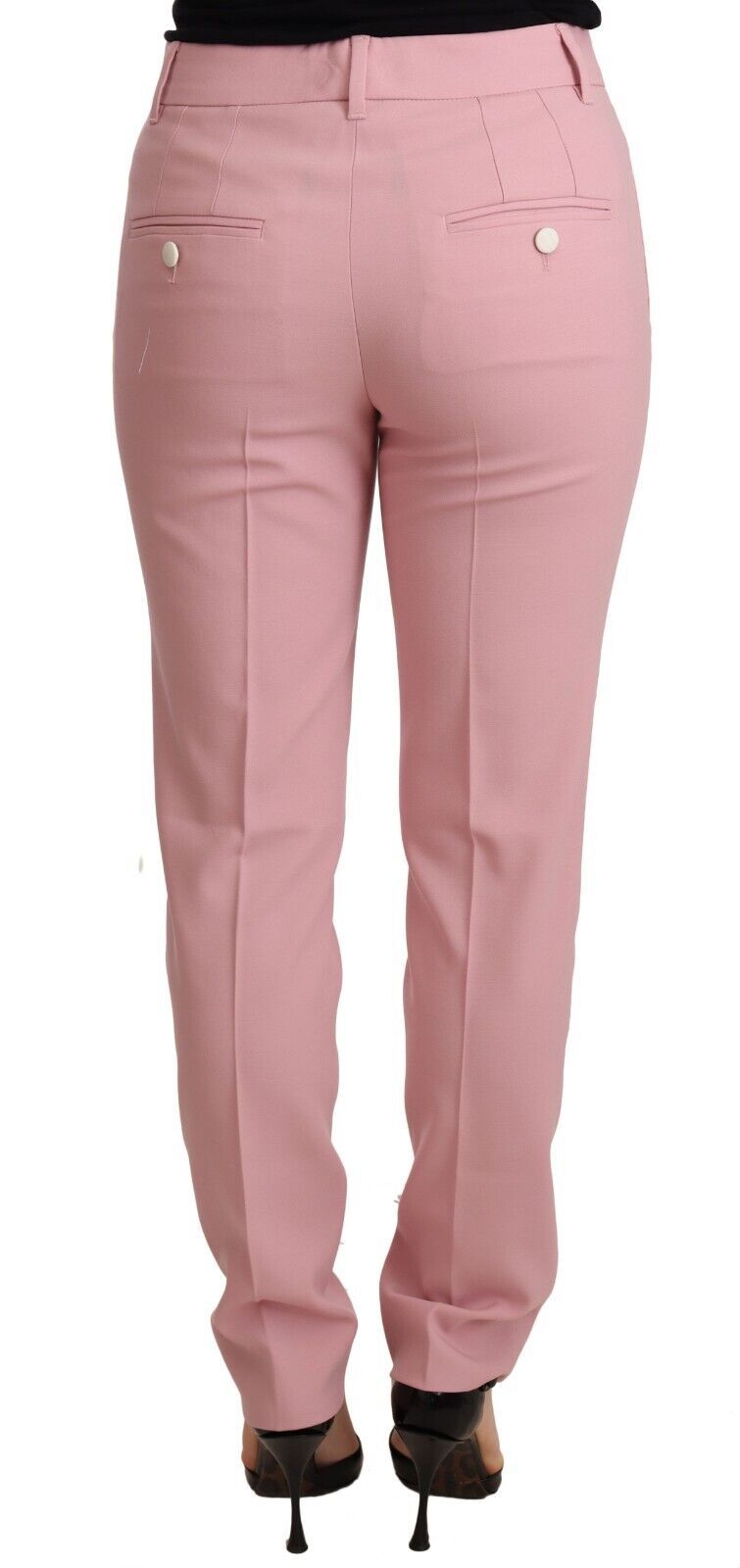 Pantalón cónico de lana rosa elegante