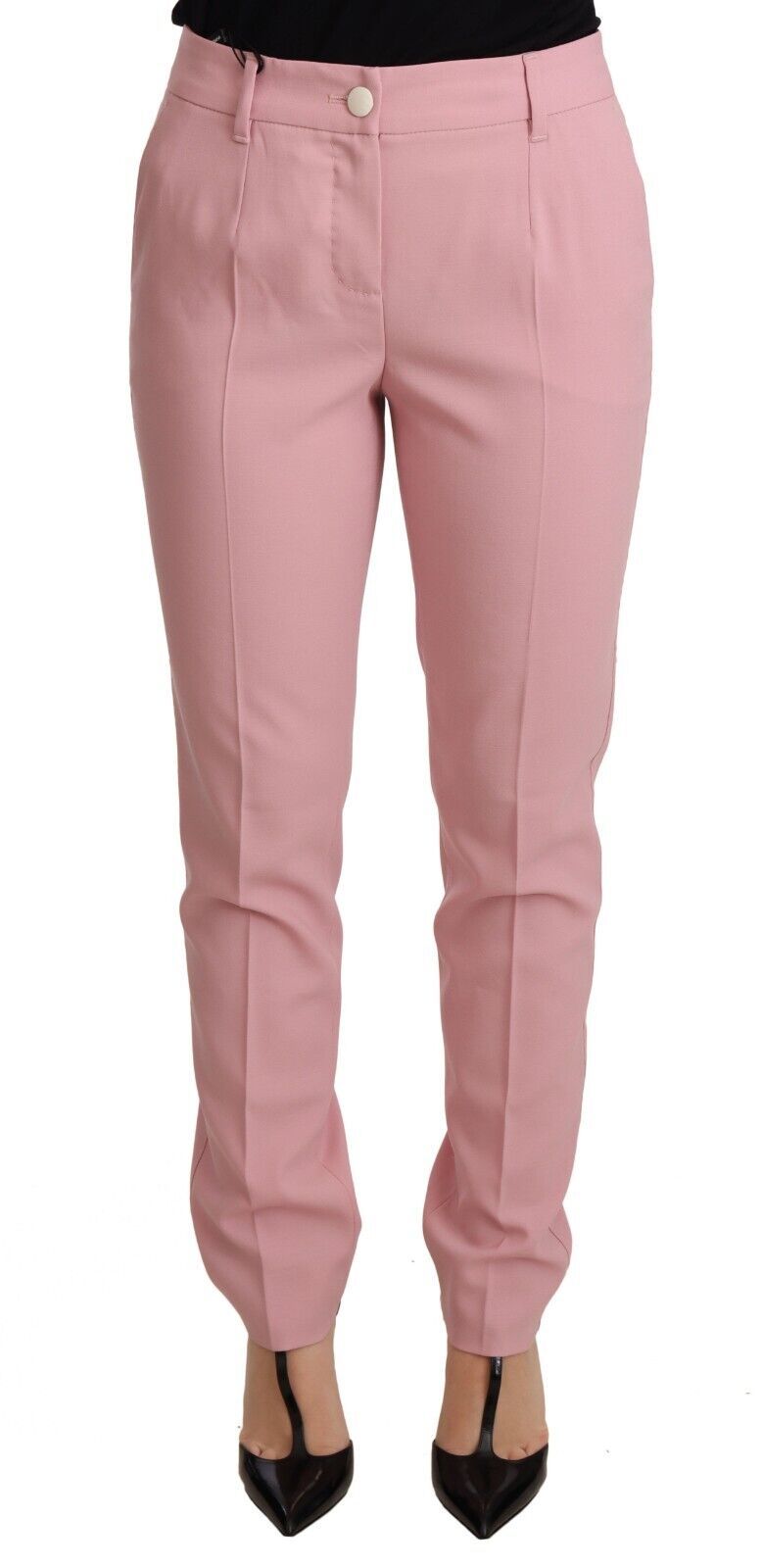 Pantalón cónico de lana rosa elegante