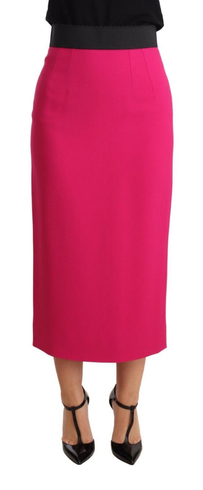 Elegante kokerrok met hoge taille in roze