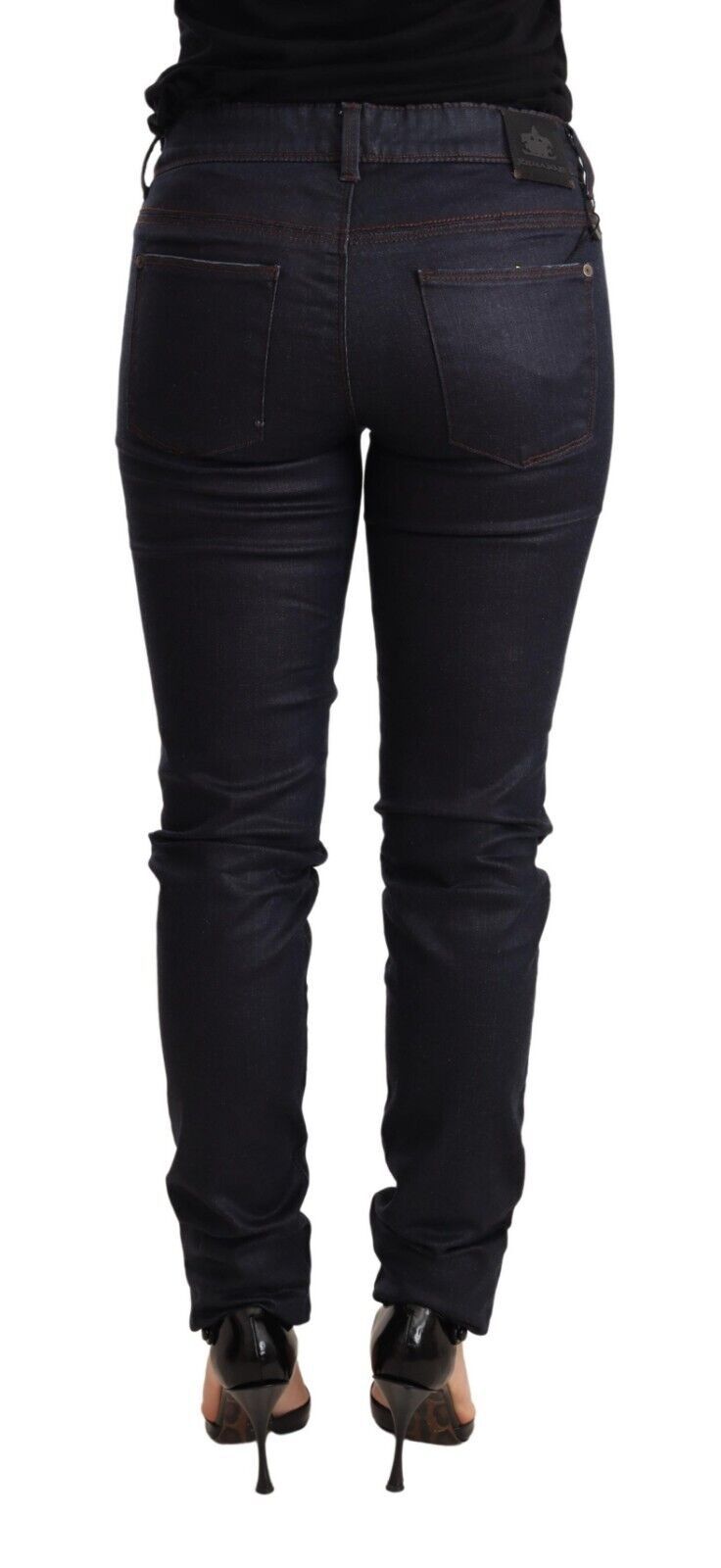 Chic Dark Blue Low Waist Skinny Jeans