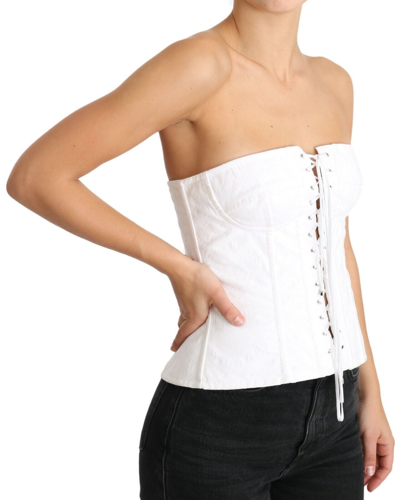 Elegante witte strapless corset top