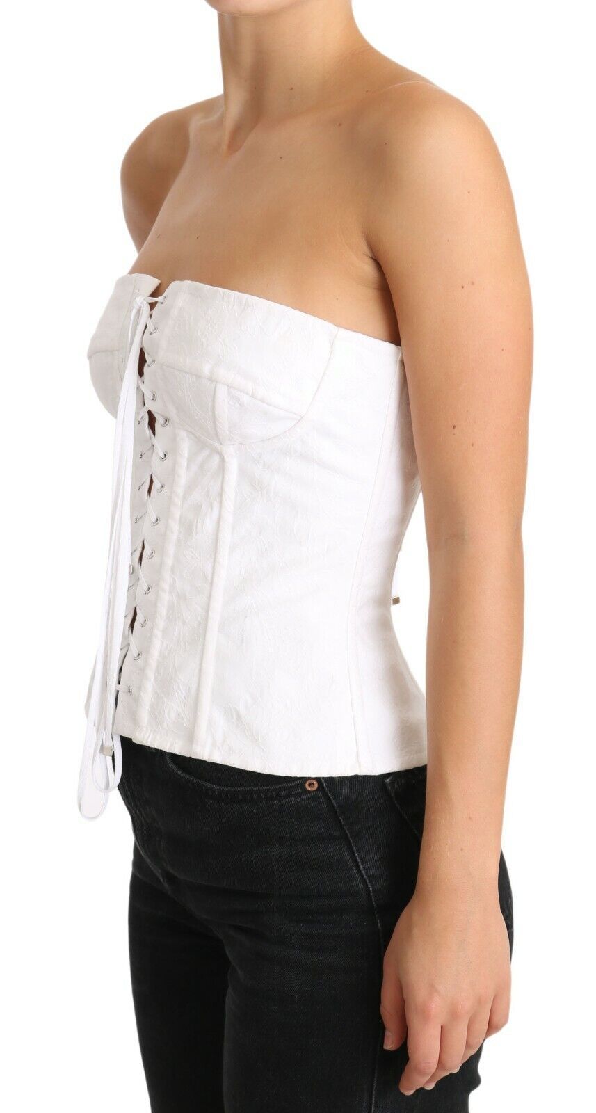 Elegante witte strapless corset top