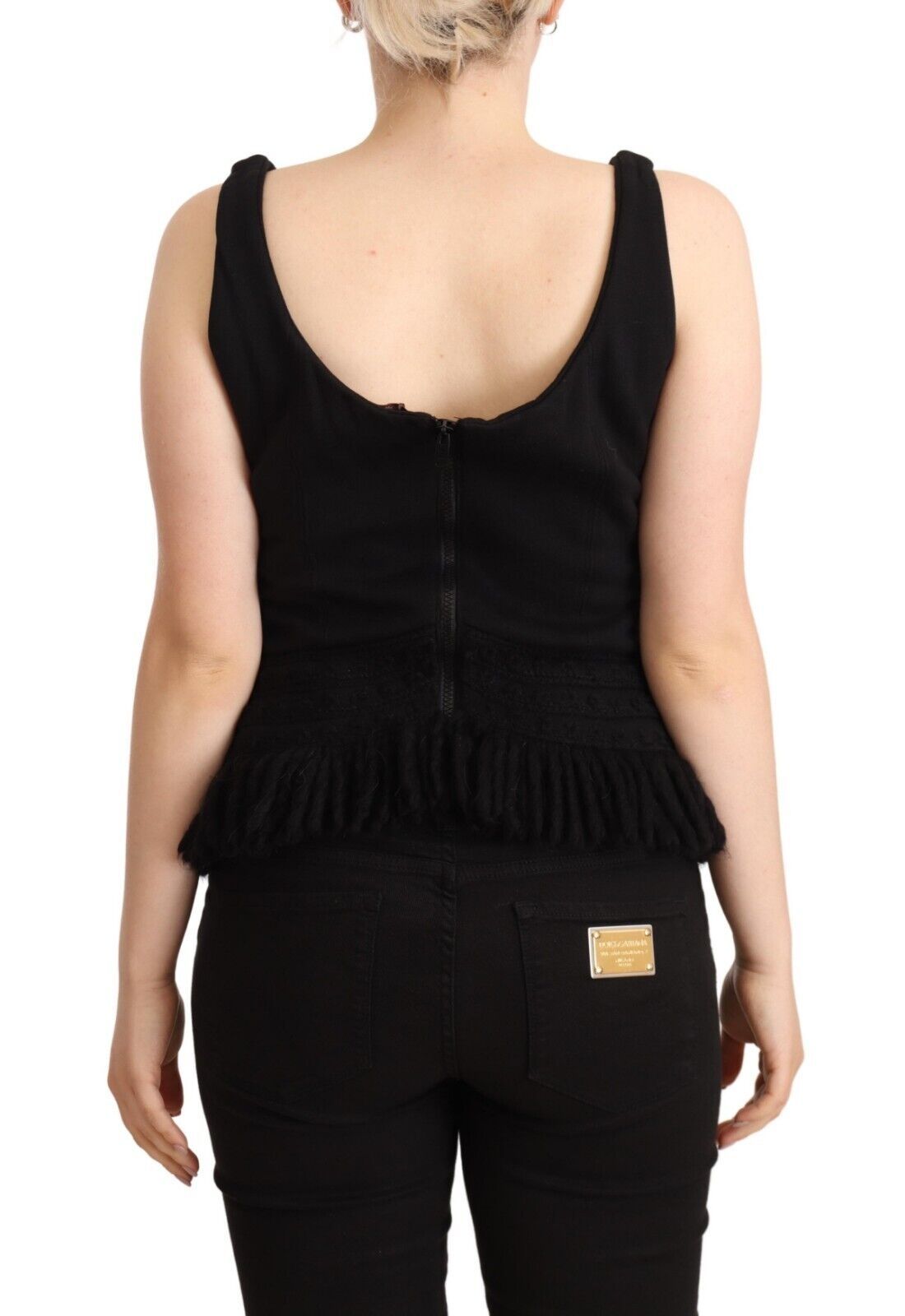 Chic Sleeveless Designer Tank Top in Black