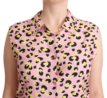 Mouwloze polotop met luipaardprint