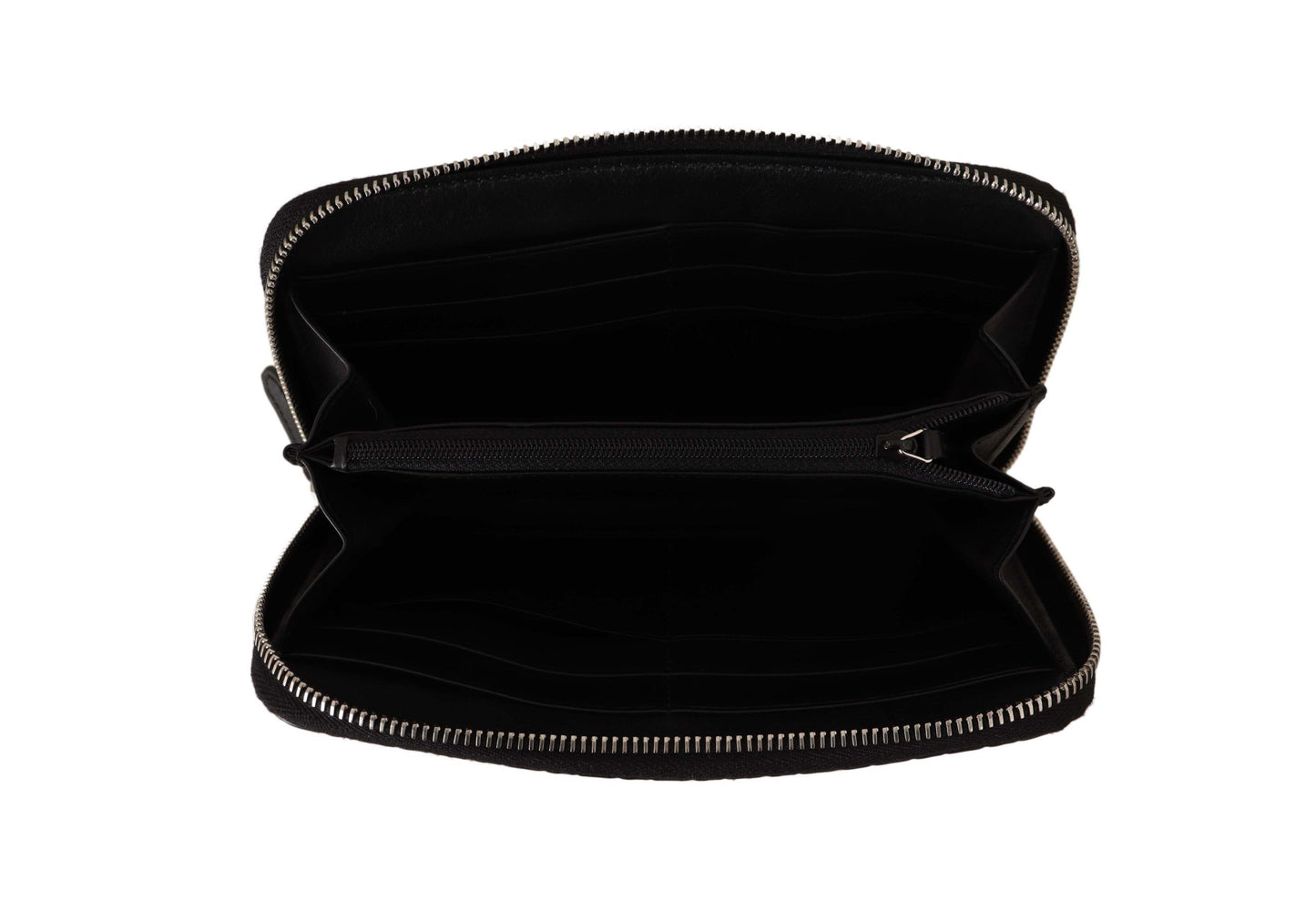 Elegante cartera de cuero negro con cremallera