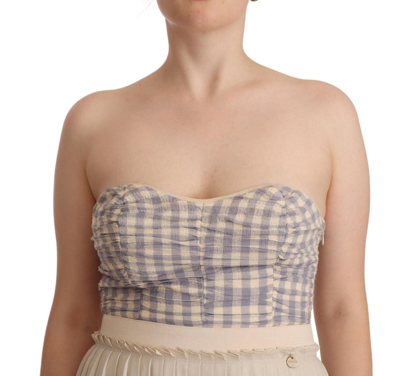 Chique beige strapless a-lijnjurk