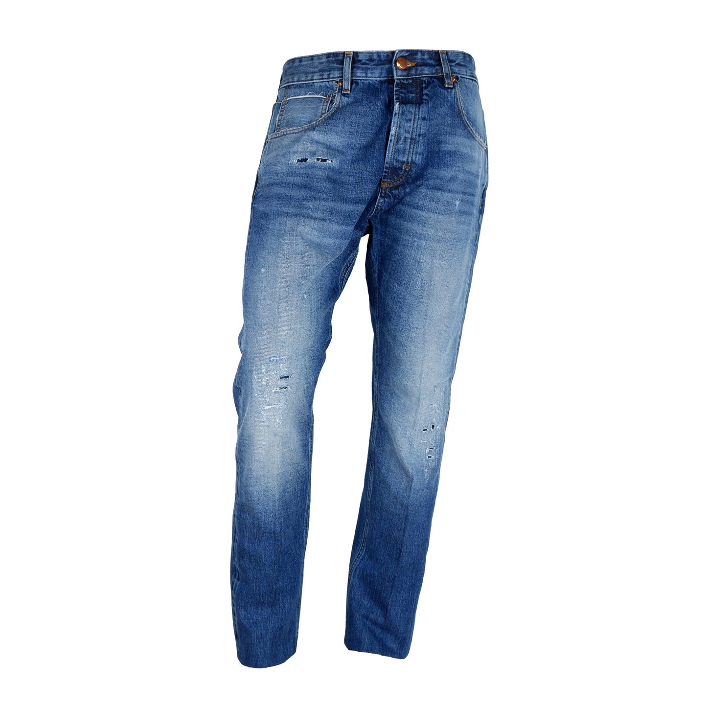 Chic Medium Wash Men's Cotton Jeans