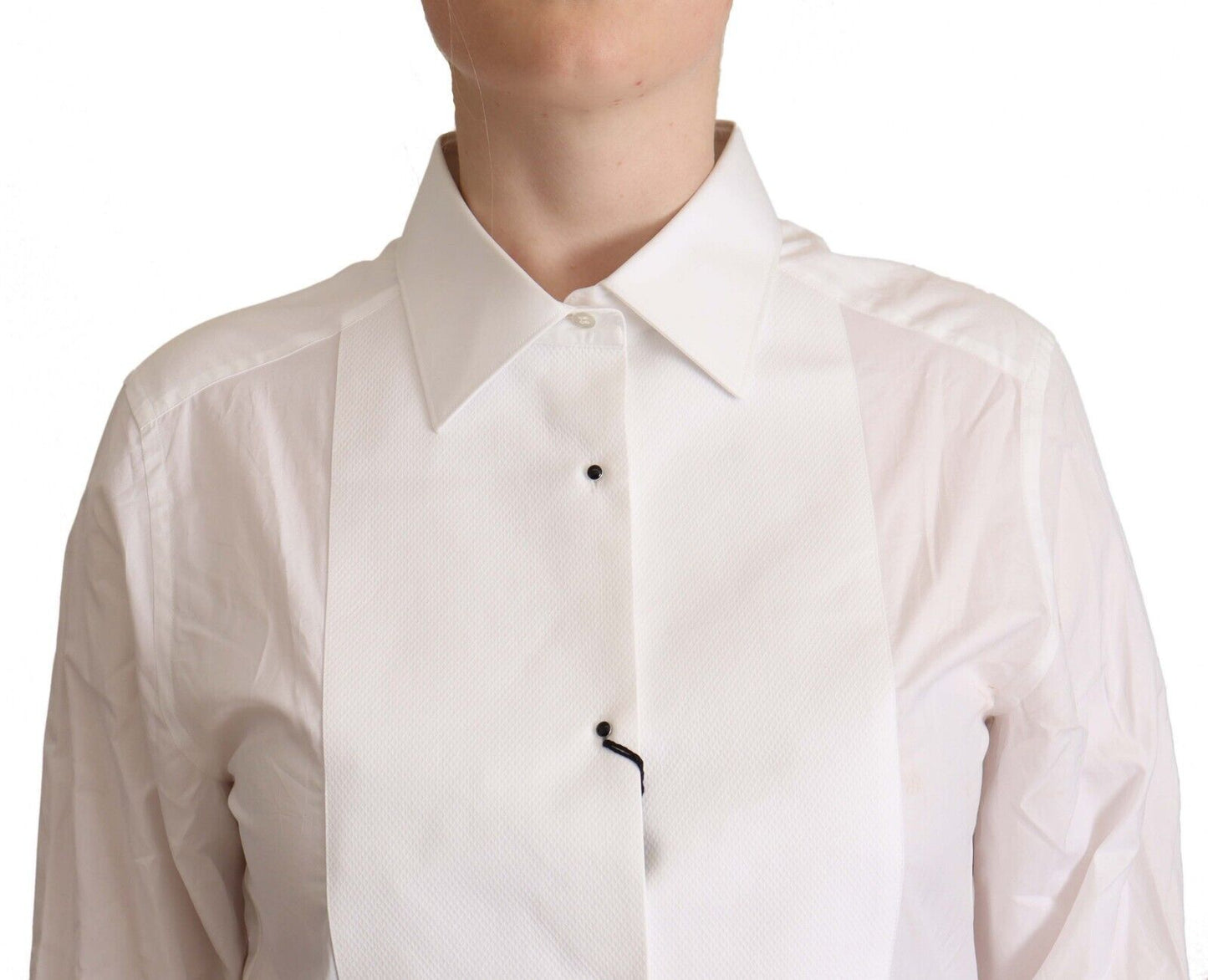 Elegant White Cotton Collared Top