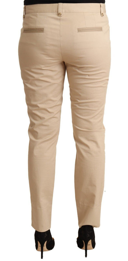 Pantalones pitillo elásticos de algodón beige elegantes