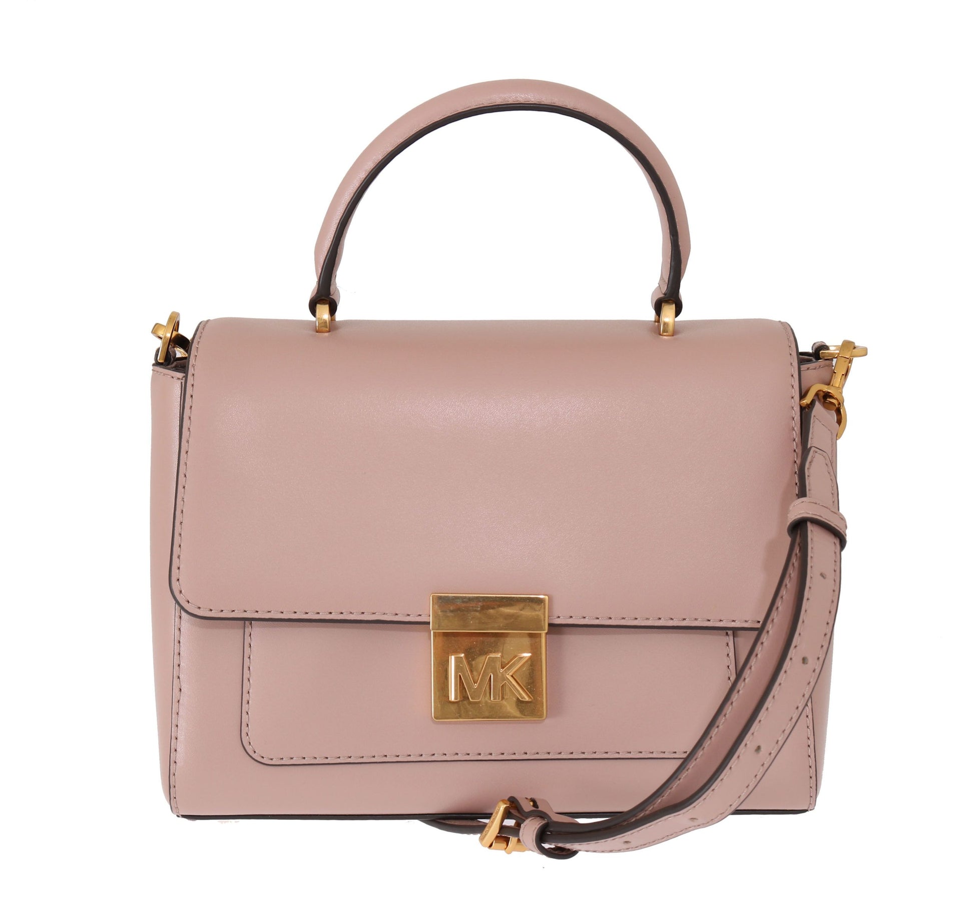 Elegante bolso de hombro Mindy de cuero rosa