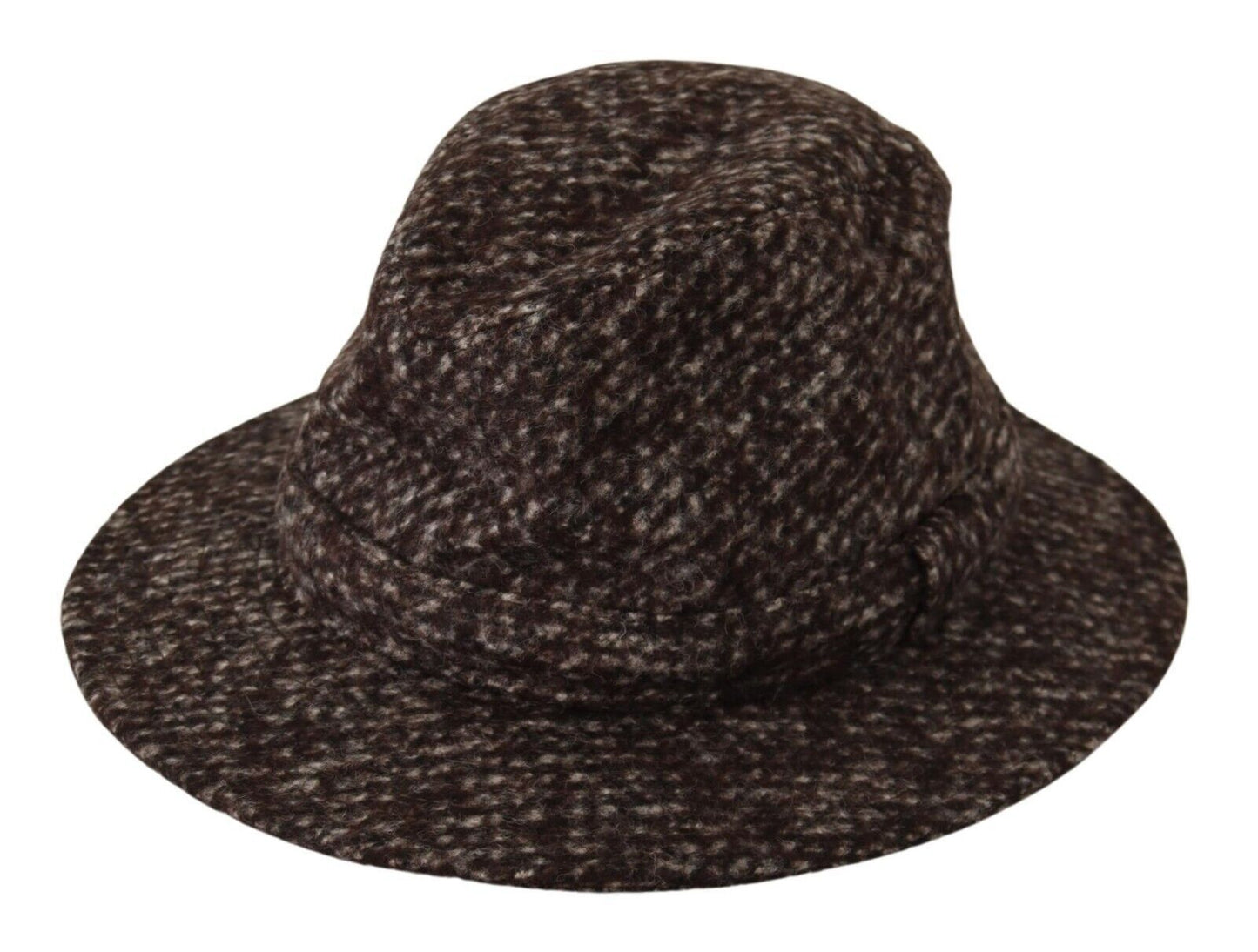 Elegante sombrero de ala ancha de tweed gris