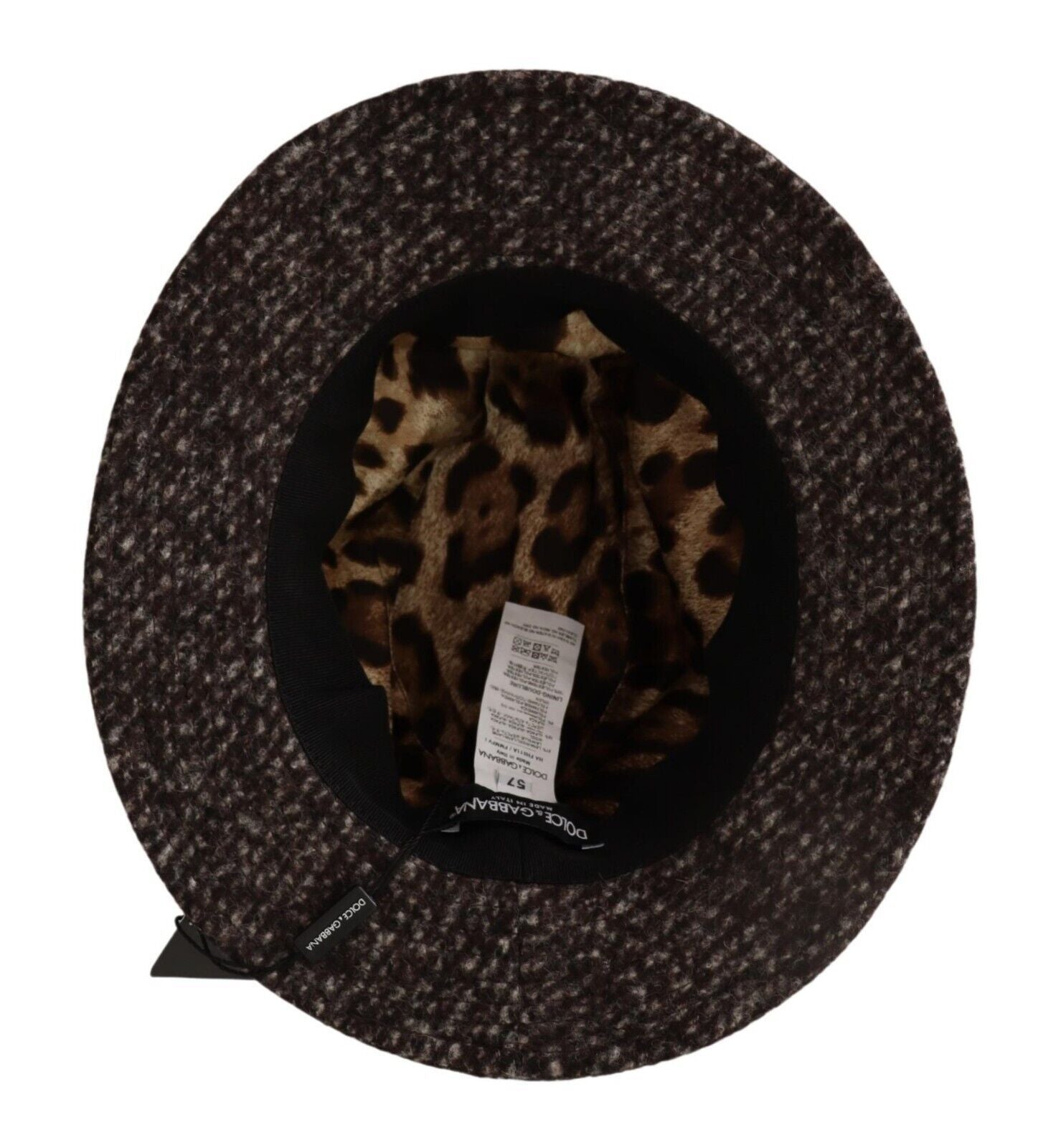 Elegante sombrero de ala ancha de tweed gris