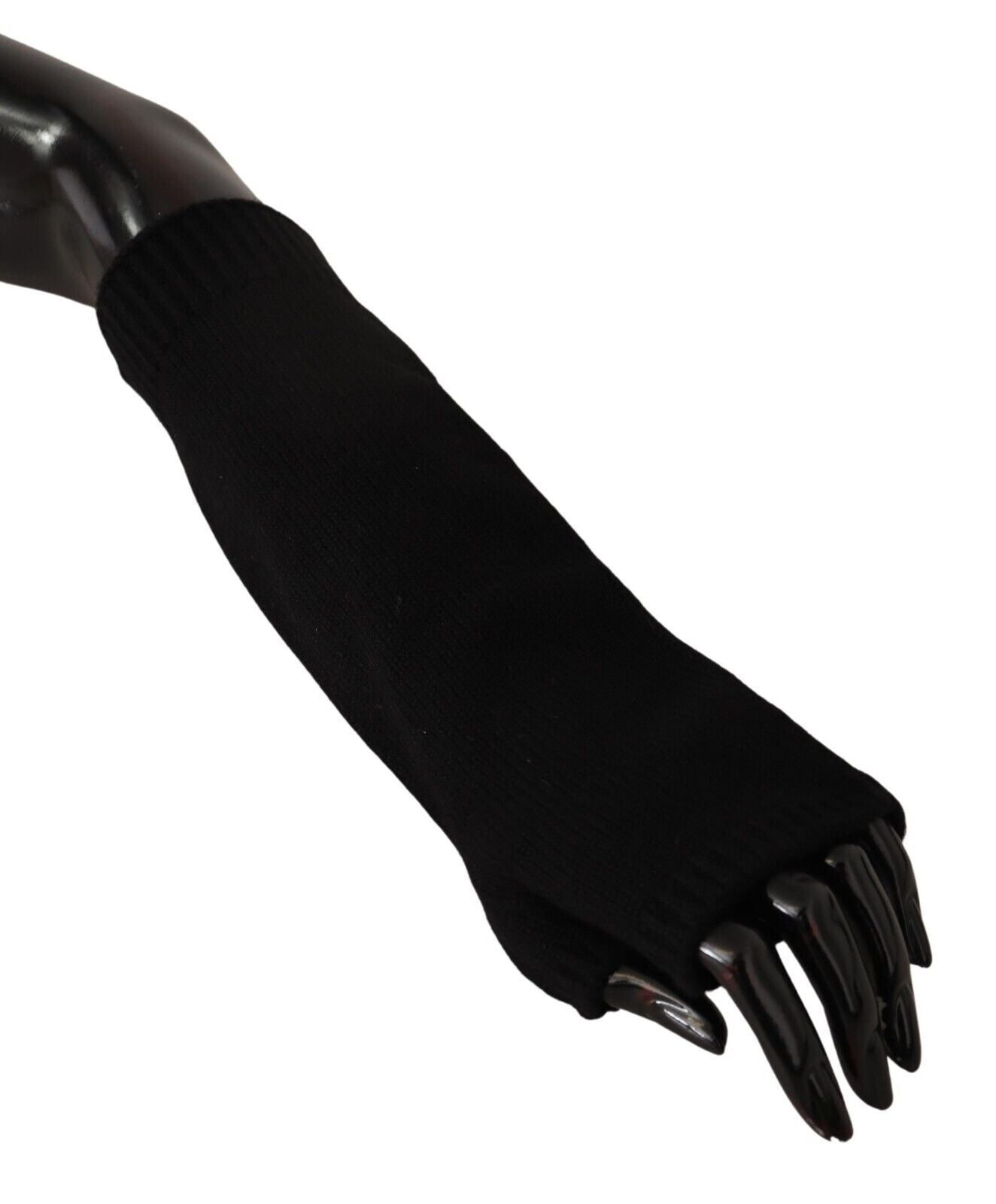 Elegantes guantes sin dedos de cachemir negro