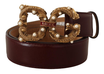 Elegante bordeaux lederen Amore riem