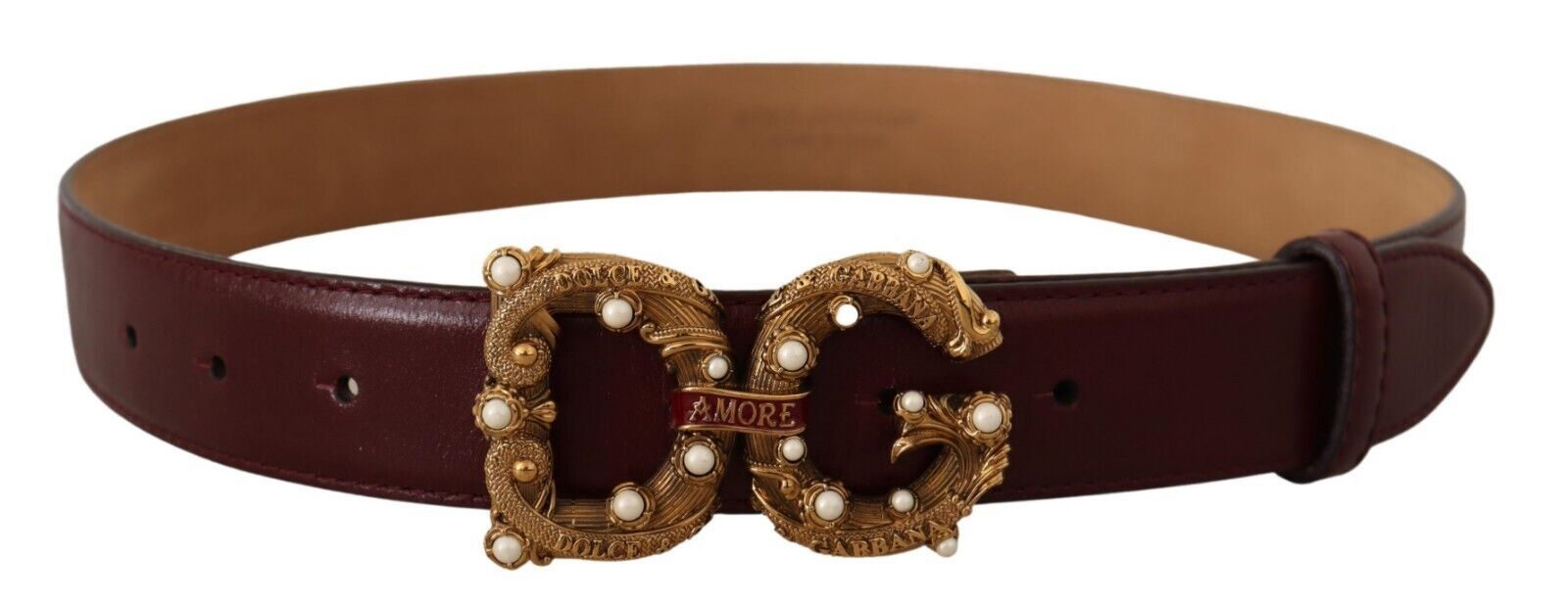 Elegante bordeaux lederen Amore riem