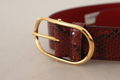 Elegante rode leren riem van slangenleer