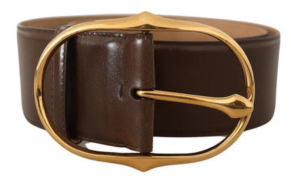 Elegante bruinleren riem met gouden gesp