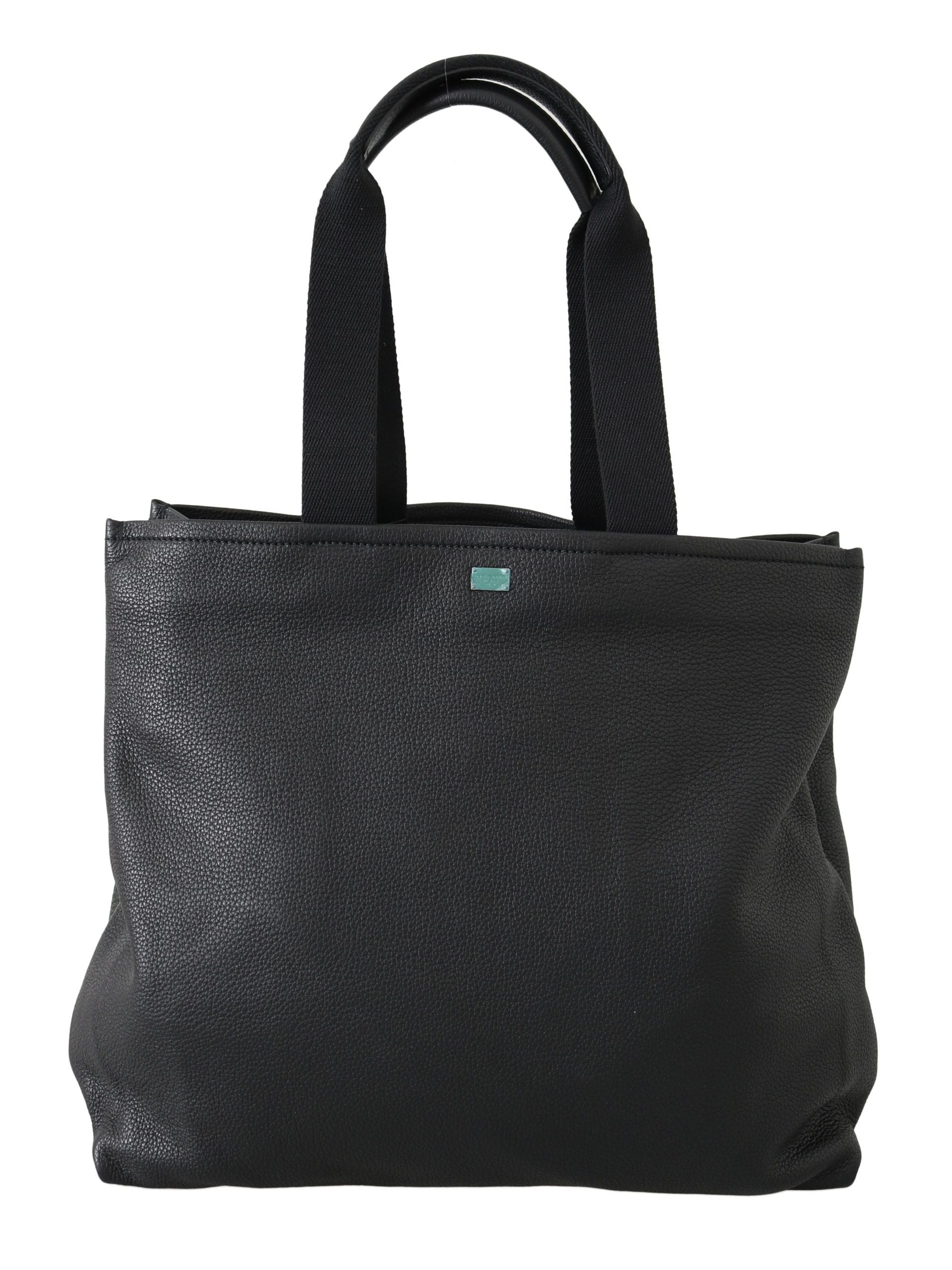 Elegante bolso tote de cuero negro para hombre