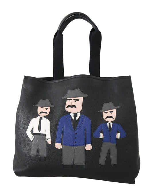 Elegante bolso tote de cuero negro para hombre