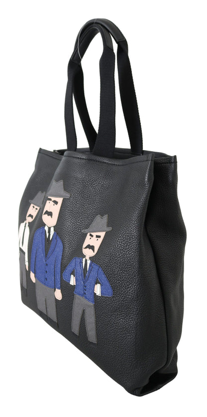 Elegante bolso tote de cuero negro para hombre