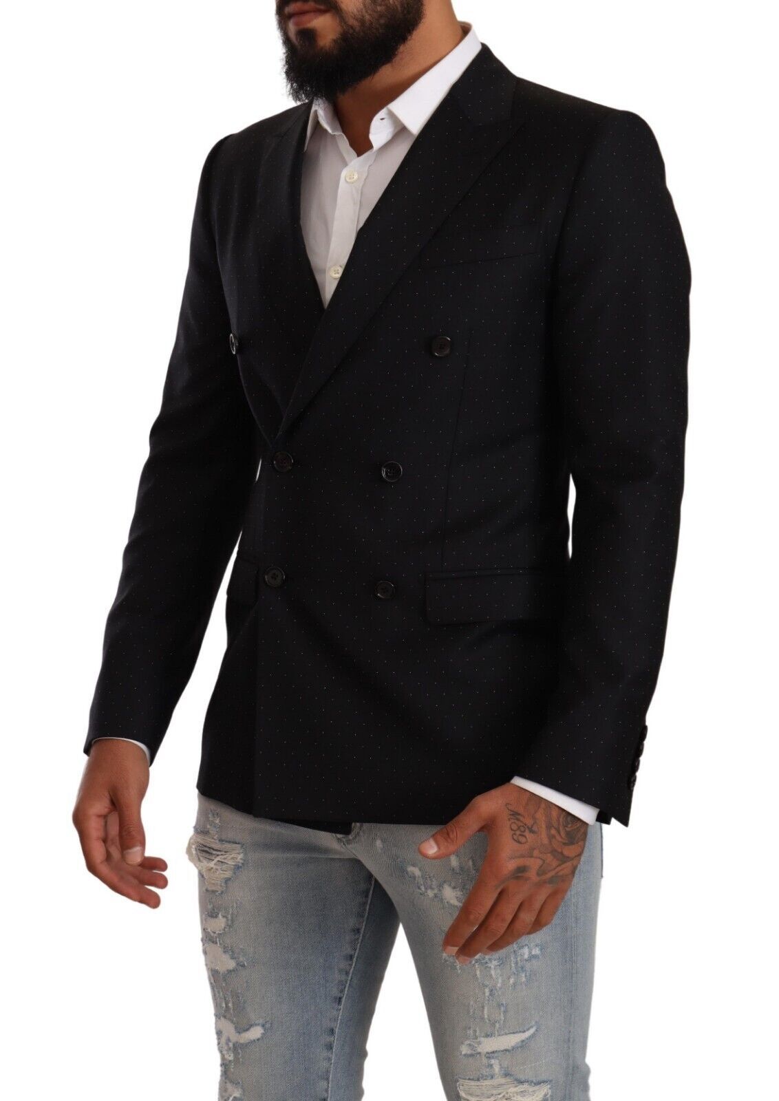 Elegante blazer formal con puntos negros