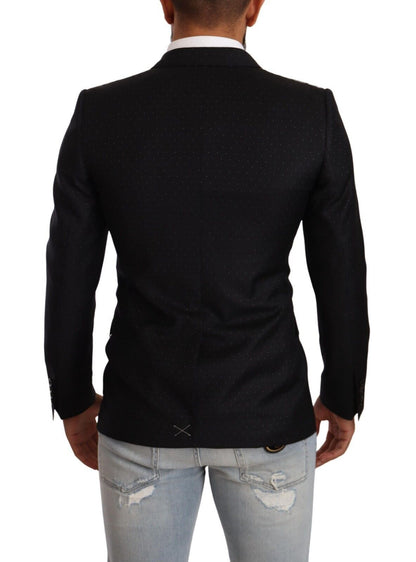 Elegante zwarte gestippelde formele blazer