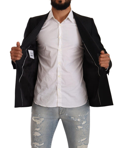 Elegante zwarte gestippelde formele blazer