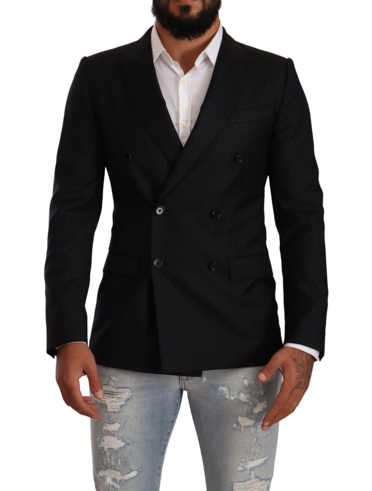 Elegante blazer formal con puntos negros