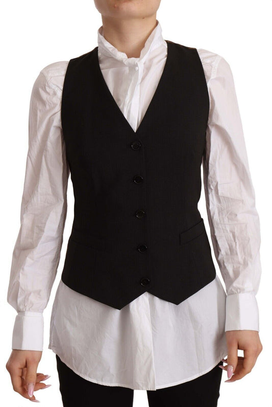 Elegante zwarte vesttop met knopen