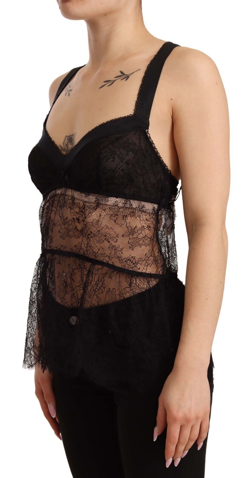 Elegante zwarte zijden lingerie chemise